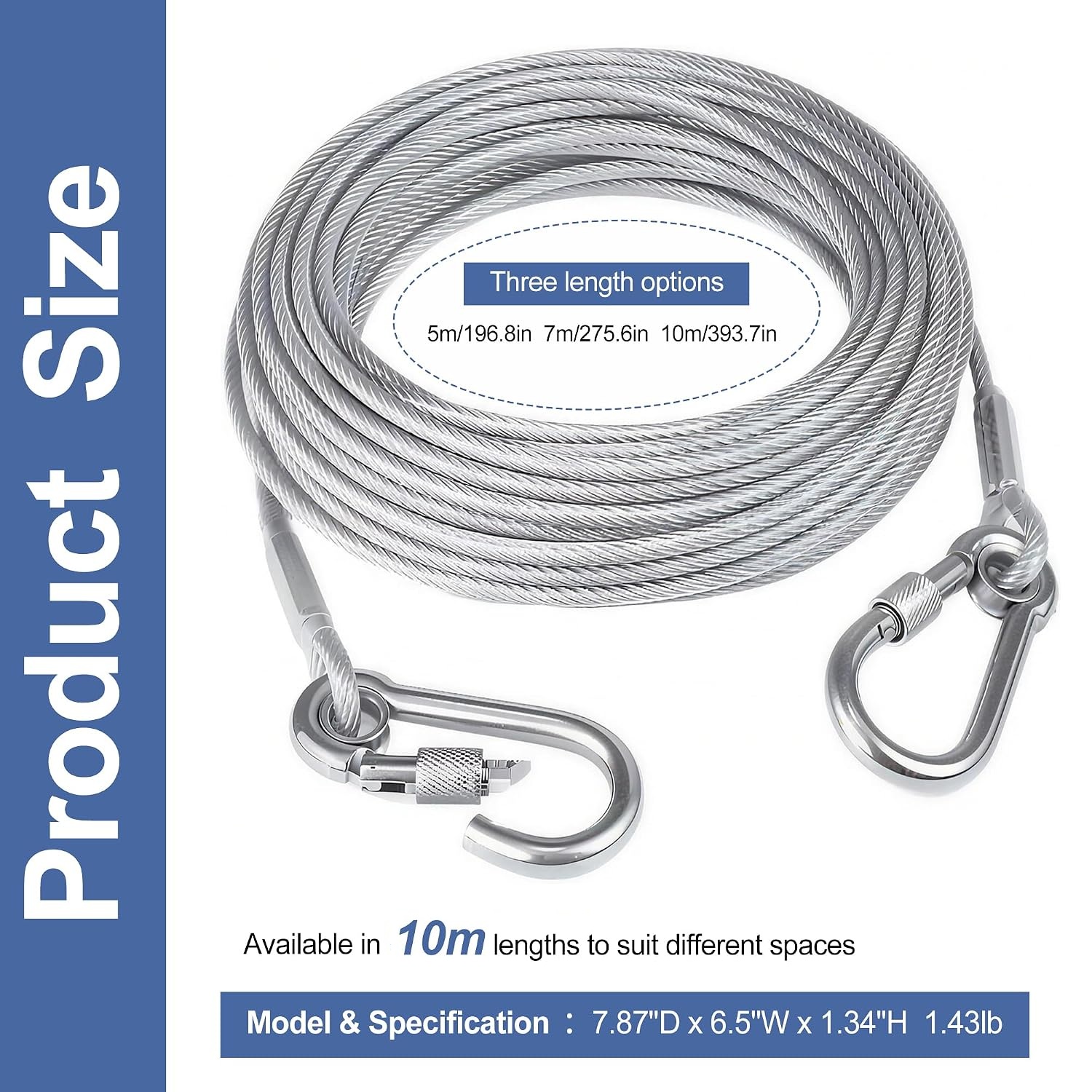 10 Meter Strong stainless steel clothesline rope clothes indoors or outdoors