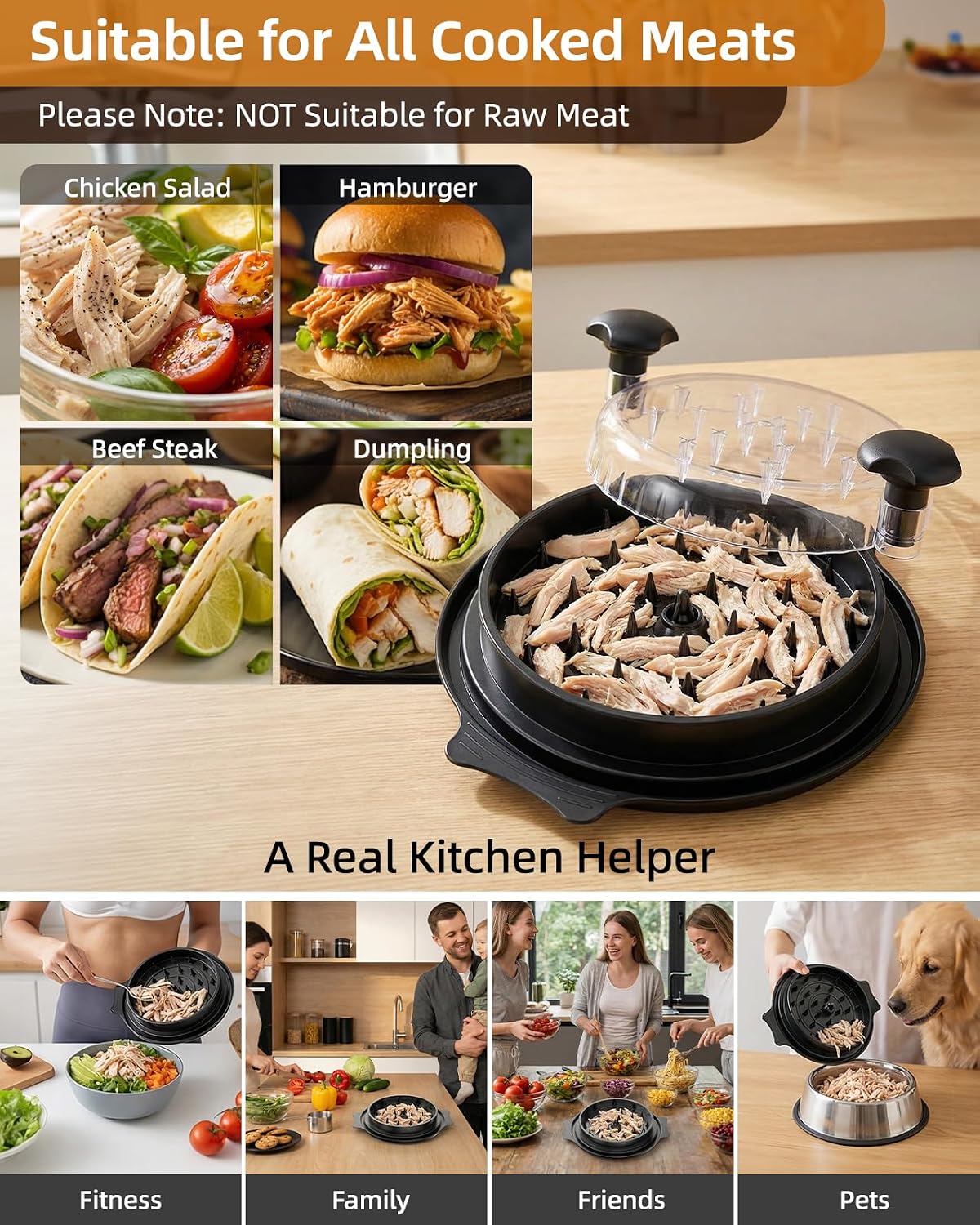 Chicken Shredder machine chicken meat miner shredding separation meat miner transparent cover 