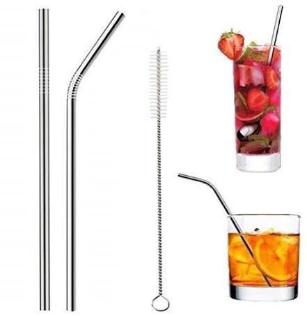Pack of 5 - Stainless Steel Reusable Drinking Straws